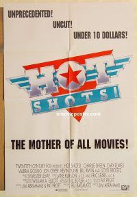 g579 HOT SHOTS DS one-sheet movie poster '91 Charlie Sheen, Lloyd Bridges