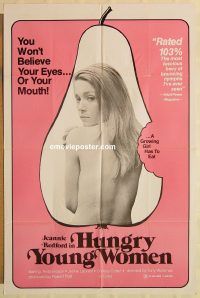 g601 HUNGRY YOUNG WOMEN 1sh 1975 topless woman showing her back, early Stellan Skarsgard film!
