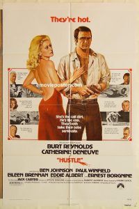 g606 HUSTLE one-sheet movie poster '75 Burt Reynolds, Deneuve