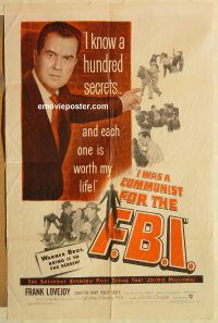g612 I WAS A COMMUNIST FOR THE FBI one-sheet movie poster '51 film noir!