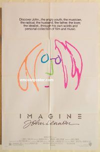 g615 IMAGINE one-sheet movie poster '88 great John Lennon artwork!