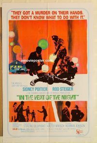 g617 IN THE HEAT OF THE NIGHT one-sheet movie poster '67 Sidney Poitier