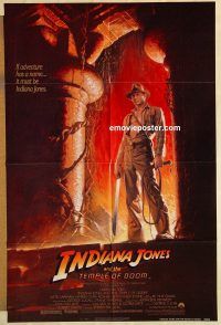 g621 INDIANA JONES & THE TEMPLE OF DOOM one-sheet movie poster '84 Ford