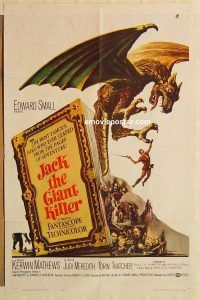 g637 JACK THE GIANT KILLER one-sheet movie poster '62 Kerwin Mathews
