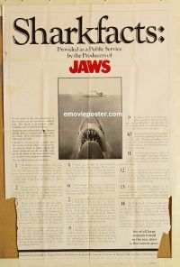 g642 JAWS shark facts style one-sheet movie poster '75 Spielberg classic shark!
