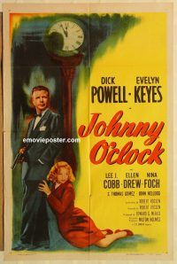 g650 JOHNNY O'CLOCK one-sheet movie poster R56 Dick Powell, Evelyn Keyes
