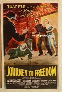 g651 JOURNEY TO FREEDOM one-sheet movie poster '57 living hell of murder!