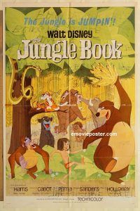g655 JUNGLE BOOK one-sheet movie poster '67 much lesser condition!