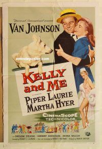 g662 KELLY & ME one-sheet movie poster '57 Van Johnson, Piper Laurie