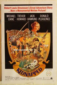 g665 KIDNAPPED one-sheet movie poster '71 Caine, Robert Louis Stevenson