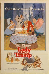 g678 LADY & THE TRAMP one-sheet movie poster R80 Walt Disney classic!
