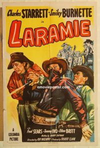 g682 LARAMIE one-sheet movie poster '49 Charles Starrett, Smiley Burnette