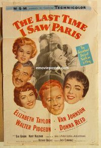 g692 LAST TIME I SAW PARIS one-sheet movie poster '54 Elizabeth Taylor