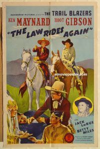 g696 LAW RIDES AGAIN one-sheet movie poster '43 Ken Maynard, Trail Blazers!