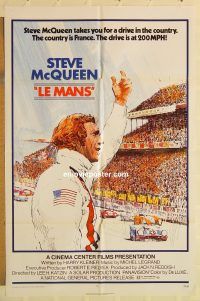 g697 LE MANS one-sheet movie poster '71 Steve McQueen, car racing!
