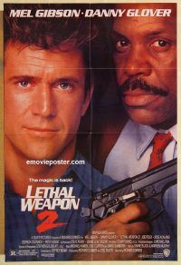 g702 LETHAL WEAPON 2 one-sheet movie poster '89 Mel Gibson, Danny Glover