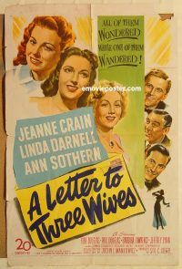 g705 LETTER TO THREE WIVES one-sheet movie poster '49 Jeanne Crain