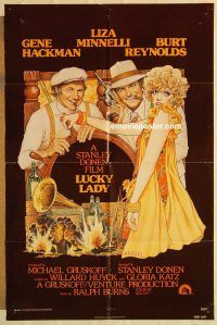 g731 LUCKY LADY one-sheet movie poster '75 Gene Hackman, Amsel art!