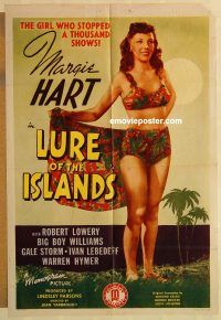 g733 LURE OF THE ISLANDS one-sheet movie poster '42 sexy Margie Hart!