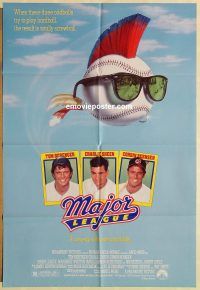 g748 MAJOR LEAGUE one-sheet movie poster '89 Charlie Sheen, Bernsen