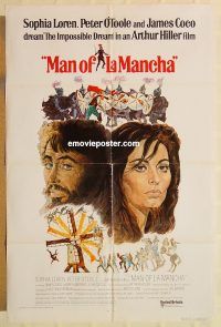 g750 MAN OF LA MANCHA int'l one-sheet movie poster '72 O'Toole, Loren