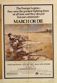 g760 MARCH OR DIE Tom Jung Battle Style 1sh movie poster '76 Gene Hackman, Terence Hill