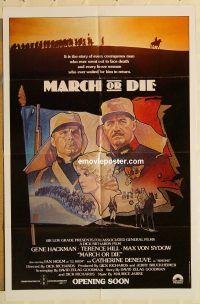 g761 MARCH OR DIE advance 1sh movie poster '76 Hackman, Terence Hill