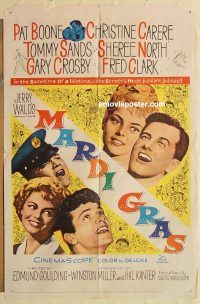 g762 MARDI GRAS one-sheet movie poster '58 Pat Boone, Christine Carere