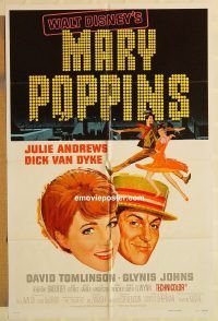 g768 MARY POPPINS one-sheet movie poster R80 Julie Andrews, Dick Van Dyke