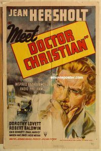 g777 MEET DOCTOR CHRISTIAN one-sheet movie poster '39 Jean Hersholt