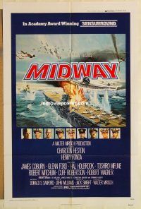 g784 MIDWAY one-sheet movie poster '76 Charlton Heston, Henry Fonda