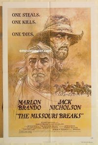 g787 MISSOURI BREAKS one-sheet movie poster '76 Marlon Brando, Nicholson