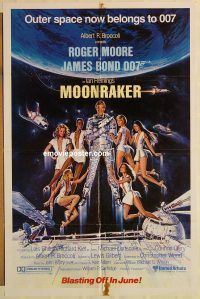 g795 MOONRAKER advance one-sheet movie poster '79 Roger Moore as James Bond!