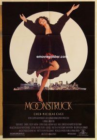 g797 MOONSTRUCK one-sheet movie poster '87 Cher, Nicholas Cage