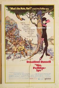 g803 MRS POLLIFAX - SPY one-sheet movie poster '71 Rosalind Russell