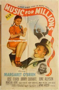 g806 MUSIC FOR MILLIONS one-sheet movie poster '45 O'Brien, Durante