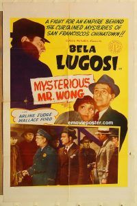 g813 MYSTERIOUS MR WONG 1sh R50 Bela Lugosi, horror!