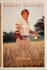 g817 NATURAL one-sheet movie poster '84 great throwing baseball style!