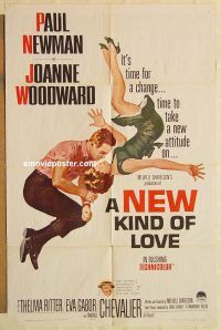g829 NEW KIND OF LOVE one-sheet movie poster '63 Paul Newman, Woodward