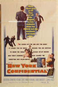 g831 NEW YORK CONFIDENTIAL one-sheet movie poster '55 Broderick Crawford