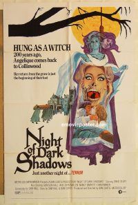 g836 NIGHT OF DARK SHADOWS one-sheet movie poster '71 wild freaky image!