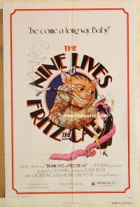g841 NINE LIVES OF FRITZ THE CAT one-sheet movie poster '74 R. Crumb