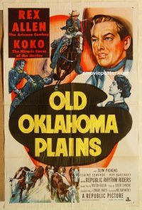 g854 OLD OKLAHOMA PLAINS one-sheet movie poster '52 Rex Allen western!