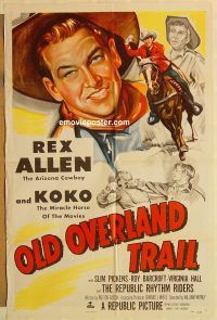 g855 OLD OVERLAND TRAIL one-sheet movie poster '52 Rex Allen, Slim Pickens