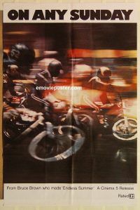 g856 ON ANY SUNDAY one-sheet movie poster '71 McQueen, motorcycles!