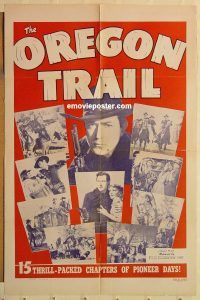 g869 OREGON TRAIL one-sheet movie poster R48 Johnny Mack Brown, serial!