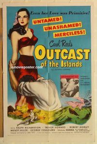 g872 OUTCAST OF THE ISLANDS one-sheet movie poster '52 Trevor Howard