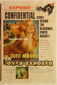 g878 OVER-EXPOSED one-sheet movie poster '56 super sexy Cleo Moore!
