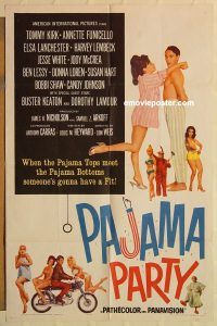 g880 PAJAMA PARTY one-sheet movie poster '64 Kirk, Annette Funicello