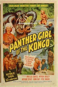 g881 PANTHER GIRL OF THE KONGO one-sheet movie poster '55 Phyllis Coates